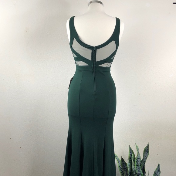 NWT B Smart Green Formal Prom Event Holiday Mesh Insert Mermaid Maxi Dress 5/6 - Picture 12 of 13